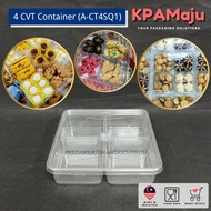 4 Cavity Square Container with Lock (A-CT4SQ1) - Bekas Kuih Raya / Square Cookies Plastic Container 