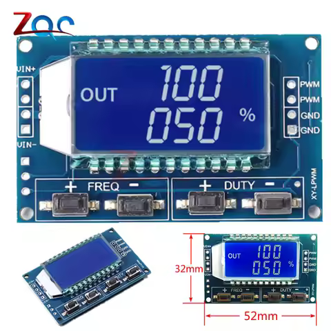 Signal Generator PWM Pulse Frequency Duty Cycle Adjustable Module LCD Display 1Hz-150Khz 3.3V-30V PW