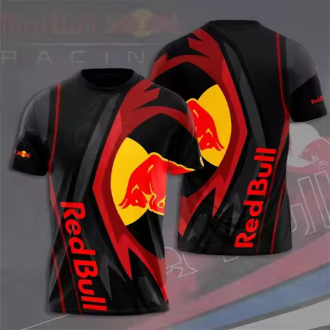 2025 Red Bull Off road Motorcycle Racing Shirt Red Bull 3D T-shirt Top Summer Round Neck Sportswear 