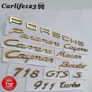 Gold Porsche Logo Cayenne Paramera Macan Caman 911 Carrera Emblem Car Rear Sticker Badge