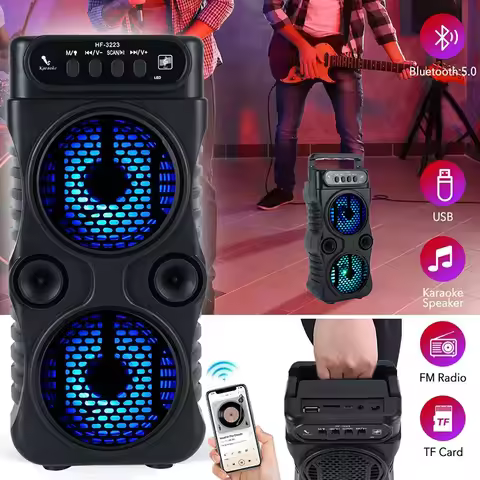 Compact Portable Outdoor Wireless Speaker; Dual 3 Inches Music Bass, USB Power for Party Dancing