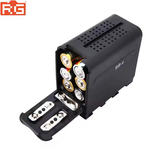 BB-6 6pcs AA Battery Case Pack Battery Holder Power as NP-F NP-970 Series Battery for LED Video Ligh