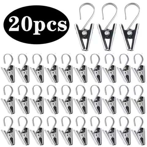 20pcs Sturdy Durable Window Curtain Hook Clips Stainless Steel Curtain Clips With Hook Home Window C