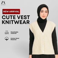 ZOE ARISAH NEW CUTE VEST MUSLIMAH RIBBON VEST CARDIGAN KNITWEAR BLOUSE WOMEN Jocelyn Set Baju Labuh 