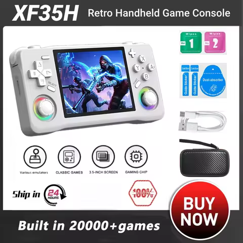 XF35H Open Source Handheld Game Console 3.5 Inch HD IPS Display Color RGB Joystick Built-in Vibratio