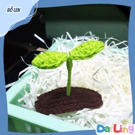 Handmade wool sprout hair clip with sprout on top
