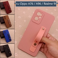 Oppo A76 / Oppo A96 / Realme 9i Simple Ring I-Ring Back Case TPU Soft Cover Casing Colorful Stand Mo