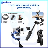 Gadguru TOKQI M06 3 Axis Gimbal Stabilizer 5 in 1 AI Face Tracking Fill Light Extension Rod Wireless