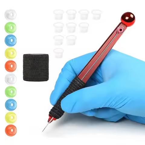 Complete Hand Poke and Stick Tattoo Kit with Tattoo Needle Stick Poke Needle Holder Kit Tools for Ta