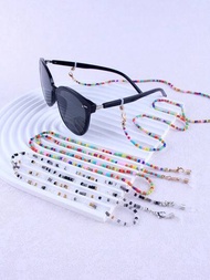 2入組彩色珠鏈太陽眼鏡頸掛,便攜式眼鏡鍊,時尚口罩掛繩,眼鏡配件防滑眼鏡鍊