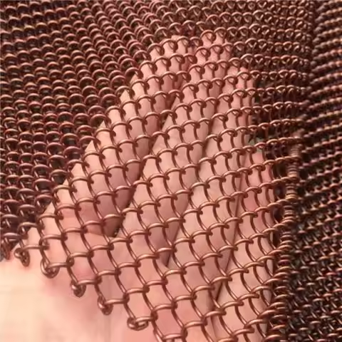 Colorful Decorative Metal Coil Drapery / Decorative Chain Link Ring Metal Mesh Curtain Drapery