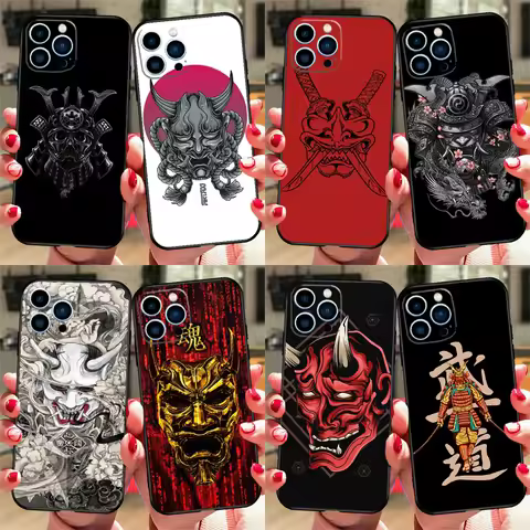 Samurai Oni Mask Case For Oppo A74 A54 A94 A80 A60 A40 A18 A38 A58 A78 A98 A96 A76 A16 A15 A17 A57 A