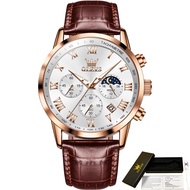 OLEVS 5529 Multi-function Quality Genuine Leather Strap Men Wristwatches Quartz Sport Waterproof Wat