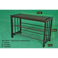 WM-SR06 Shoe Rack With Bench Rak kasut Besi Metal Rack