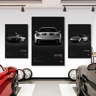 Large Size Black and White French Luxury Sports Car Poster 911 Turbo GT3 RS 296 Garage Decoration Li