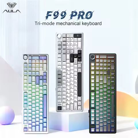 AULA F99PRO 99Key Tri-Mode Keyboard 8000mAh Battery Gasket Hot Swap South RGB Side Print PBT Wireles