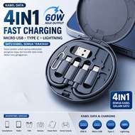 4-in-1 Fast Charging Micro USB Type C Lightning Data Cable 60W 25cm HSOriginal Fast Charging Cable