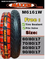 Maxxis Tubeless Tire 60/80-17, 70/80-17, 80/80-17, 90/80-17 (M6161W) (FREE PITO & TIRE SEALANT)