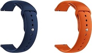 Quick Release Watch Band Compatible With Fossil Men's Sport 43 mm Silicone Watch Strap with Button Lock, Pack of 2 (Blue and Orange)