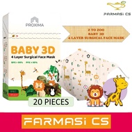 PROXIMA Baby 3D 4 Layer Surgical Face Mask (Z for Zoo) 20pcs [kids, 4 ply, adjustable, earloop]