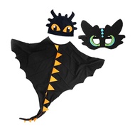 Toothless Dragon Costume Dinosaur Cape with Mask Hat for Child Costume Dragon Dress Up Girls Boys To