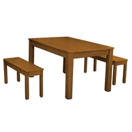 [特價]IHouse-皇家簡約日式全實木餐聽組合 (1桌2椅)柚木