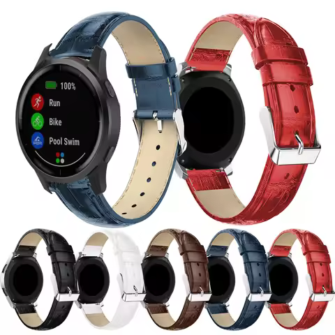 Genuine Leather Strap Watchband For Garmin Vivoactive 4 3 original Wristband Bracelet For Venu SQ Fo