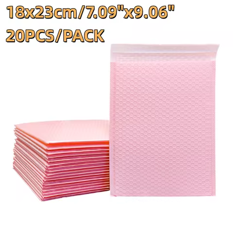 20pcs 18x23cm Medium Pink Bubble Mailer Reliable Pink Padded Envelope for Women Clothing Online Stor