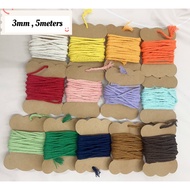 【5meter】2mm/3mm/4mm Colour Macrame Cotton Rope/ 3 strands Macrame Cord /Weaving/Benang Macrame /三股绵绳-粗/彩色[5 meter]