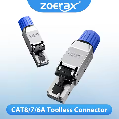 ZoeRax 1PCS RJ45 CAT8 CAT7 CAT6A Toolless Ethernet Cable Connector Shielded Network Cable Plug for 2