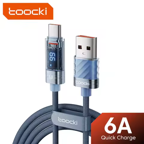Toocki 6A USB to Type C Cable for Xiaomi Power Bank Smart Digital Display 66W/40W Fast Charging USB 