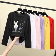 ❄ S-3XL 8 Color ❄ Plus Size 2020 Korean Long Sleeve T-shirt Blouse Baju Women Autumn Summer Loose Oversized Cute Rabbit Printing Lengan Panjang Perempuan Tshirt Shirt Cloth Kemeja Labuh Viral Bigsize Ulzzang Unisex Winter Tops Clothes Clothing 1202