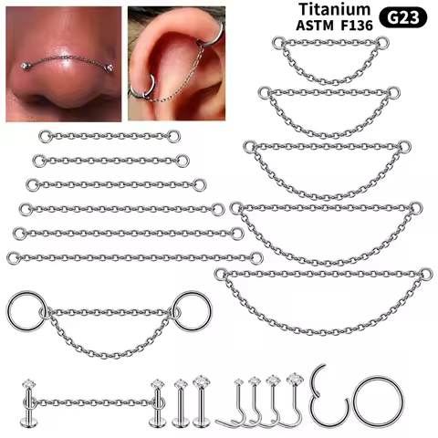 Dreamlee ASTM G23 Titanium Connector Chain For Nose Ring Hoop Clicker Cartilage Helix Body Piercing 