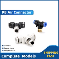 PB Threaded Tee Pneumatic Air Fittings 4 6 8 10 12mm Hose Adapter Male Thread Tube Connector