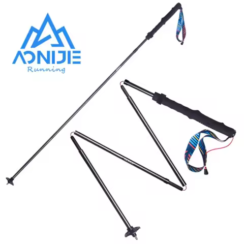 AONIJIE E4204 Lightweight Folding Trekking Poles Carbon Fiber Walking Stick Drawstring Fixed For Hik