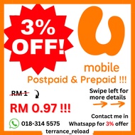 【3% Offer!!】Custom amount Umobile Topup Prepaid Postpaid Pay Bill Topup umobile prepaid postpaid