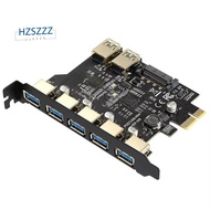 PCI-E USB 3.0 7 Ports Expansion Card with 15pin  Power Connector PCIE X1 USB3.0 Adapter 5Gbps