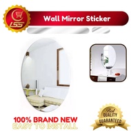 Wall Sticker 3D Mirror Effect Removable Rectangle Oval Background Decoration for Home