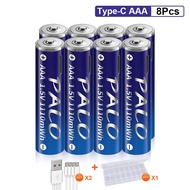 PALO Battery ถ่านชาร์จ 1.5V AAA/AA USB 1.5V AA/AAA 3600 mwh/1110NWH  Li-Ion Type C แบตเตอรี่ AA แบบช