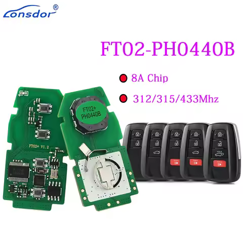 Lonsdor FT02 PH0440B Update Version of FT11-H0410C 312/314/433.58/434.42Mhz For Toyota RAV4 Avalon F
