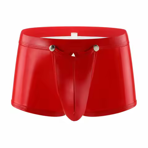 Mens PU Leather Briefs Crotch Shorts G String Boxer Underpants Faux Latex Look Shaping Sheath Fetish