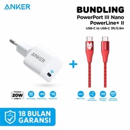 Original Adaptor Charger Anker PowerPort III Nano 20W + Powerline+ II