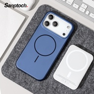 Sanptoch Matte Magnetic Shockproof Phone Case For iPhone 17 16 Pro Max Soft TPU Edge + Hard Cover Fo