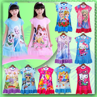 ชุดเดรสเด็ก กระโปรงเด็กผู้หญิง เสื้อผ้าเด็กผู้หญิง ลายเจ้าหญิง เอลซ่า โซเฟีย ผ้ามันผ้าไมโค PM777(131