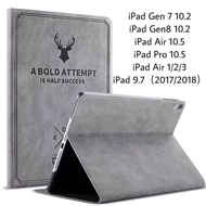 ฝาพับ เคส iPad ipad2/3/4 Gen8 10.2/ Gen7 10.2/iPad Air/Pro10.5/iPad 9.7 mini1/2/3Deer Head CASE หัวกวางบางย้อนยุคพับยืนหนัง PU