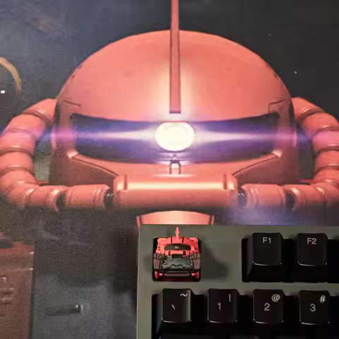 Zaku Gundam Resin Art Keycaps Animation Peripheral Mechanical Keyboard Light Transmission Keycap Key