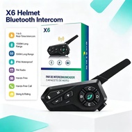 Hot New X6 Motorcycle Helmet Bluetooth Intercom Headset 1500M 1 To 5 Riders Real-Time Group Talk IPX