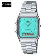 Velashop นาฬิกาข้อมือผู้ชาย ผู้หญิง คาสิโอ 2 ระบบ Casio Vintage Analog Digital Silver Dial สายสแตนเล