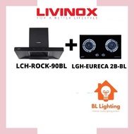 Livinox LCH-ROCK-90BL Kitchen Hood Cooker Hood + Gas Cooker Hob Package