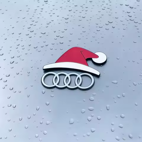 3D Christmas Hat Creative Car Sticker Santa hat Decoration For Audi Sline A6 C5 C6 C7 C8 A4 B5 B6 B7